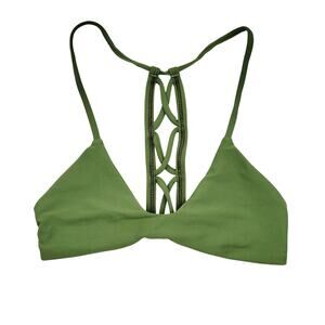 Willow Swim Green Triangle Strappy Lace-Up Back Bikini Swim Top Women's Size S